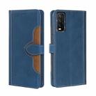 For vivo Y20 / Y20i / Y20s Skin Feel Straw Hat Magnetic Buckle Leather Phone Case(Blue) - 1