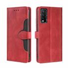 For vivo Y20 / Y20i / Y20s Skin Feel Straw Hat Magnetic Buckle Leather Phone Case(Red) - 1