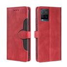 For vivo Y21 / Y21s / Y33s Skin Feel Straw Hat Magnetic Buckle Leather Phone Case(Red) - 1