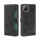 For vivo Y52s 5G / iQOO U3 Skin Feel Straw Hat Magnetic Buckle Leather Phone Case(Black) - 1