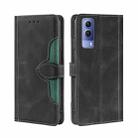For vivo Y53s 5G / iQOO Z5X / T1X Skin Feel Straw Hat Magnetic Buckle Leather Phone Case(Black) - 1