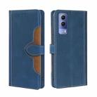 For vivo Y53s 5G / iQOO Z5X / T1X Skin Feel Straw Hat Magnetic Buckle Leather Phone Case(Blue) - 1