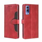 For vivo Y53s 5G / iQOO Z5X / T1X Skin Feel Straw Hat Magnetic Buckle Leather Phone Case(Red) - 1