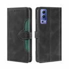 For vivo Y72 5G / iQOO Z3 Skin Feel Straw Hat Magnetic Buckle Leather Phone Case(Black) - 1