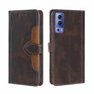 For vivo Y72 5G / iQOO Z3 Skin Feel Straw Hat Magnetic Buckle Leather Phone Case(Brown) - 1