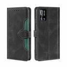 For Doogee N40 Pro Skin Feel Straw Hat Magnetic Buckle Leather Phone Case(Black) - 1