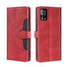 For Doogee N40 Pro Skin Feel Straw Hat Magnetic Buckle Leather Phone Case(Red) - 1