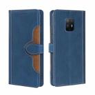 For Fujitsu Arrows 5G F-51A Skin Feel Straw Hat Magnetic Buckle Leather Phone Case(Blue) - 1