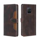 For Fujitsu Arrows 5G F-51A Skin Feel Straw Hat Magnetic Buckle Leather Phone Case(Brown) - 1