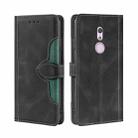 For Fujitsu Arrows BE4 F-41A Skin Feel Straw Hat Magnetic Buckle Leather Phone Case(Black) - 1