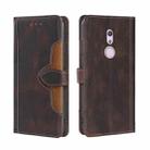 For Fujitsu Arrows BE4 F-41A Skin Feel Straw Hat Magnetic Buckle Leather Phone Case(Brown) - 1