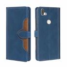 For Fujitsu Arrows RX / M05 Skin Feel Straw Hat Magnetic Buckle Leather Phone Case(Blue) - 1