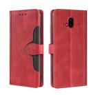 For Fujitsu Arrows F-52B Skin Feel Straw Hat Magnetic Buckle Leather Phone Case(Red) - 1