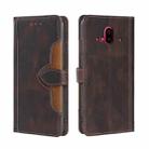 For Fujitsu Arrows F-52B Skin Feel Straw Hat Magnetic Buckle Leather Phone Case(Brown) - 1