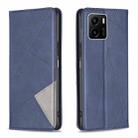 For vivo Y15s Rhombus Texture Horizontal Flip Magnetic Leather Phone Case(Blue) - 1