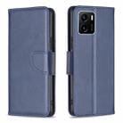 For vivo Y15s Lambskin Texture Pure Color Horizontal Flip Leather Phone Case(Blue) - 1