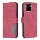For vivo Y15s Rhombus Texture Magnetic Buckle Horizontal Flip Leather Phone Case(Red) - 1