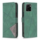 For vivo Y15s Rhombus Texture Magnetic Buckle Horizontal Flip Leather Phone Case(Green) - 1