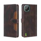 For Blackview A55 Skin Feel Straw Hat Magnetic Buckle Leather Phone Case(Brown) - 1