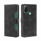 For Blackview A70 Skin Feel Straw Hat Magnetic Buckle Leather Phone Case(Black) - 1