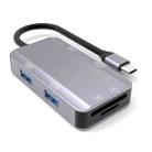 NK-3049 6 in 1 USB-C / Type-C to TF / SD Card Slot + 4 USB Female Adapter(Space Grey) - 1