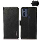 For TCL 30 SE / 306 / 305 KHAZNEH Side-Magnetic Litchi Genuine Leather RFID Phone Case(Black) - 1