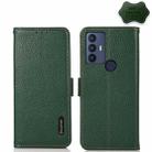 For TCL 30 SE / 306 / 305 KHAZNEH Side-Magnetic Litchi Genuine Leather RFID Phone Case(Green) - 1