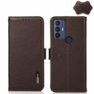 For TCL 30 SE / 306 / 305 KHAZNEH Side-Magnetic Litchi Genuine Leather RFID Phone Case(Brown) - 1