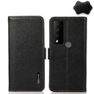 For TCL 30V 5G / 30 XE 5G KHAZNEH Side-Magnetic Litchi Genuine Leather RFID Phone Case(Black) - 1