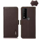 For TCL 30V 5G / 30 XE 5G KHAZNEH Side-Magnetic Litchi Genuine Leather RFID Phone Case(Brown) - 1