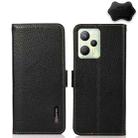 For OPPO Realme C35 KHAZNEH Side-Magnetic Litchi Genuine Leather RFID Phone Case(Black) - 1