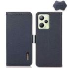 For OPPO Realme C35 KHAZNEH Side-Magnetic Litchi Genuine Leather RFID Phone Case(Blue) - 1