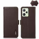 For OPPO Realme C35 KHAZNEH Side-Magnetic Litchi Genuine Leather RFID Phone Case(Brown) - 1
