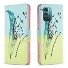 For Nokia G21 / G11 Colored Drawing Pattern Horizontal Flip Leather Phone Case(Feather) - 1