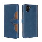 For Sharp Aquos R3 SHV44 SH-04L Skin Feel Straw Hat Magnetic Buckle Leather Phone Case(Blue) - 1