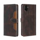 For Sharp Aquos R3 SHV44 SH-04L Skin Feel Straw Hat Magnetic Buckle Leather Phone Case(Brown) - 1