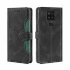 For Sharp Aquos Sense 4 Plus Skin Feel Straw Hat Magnetic Buckle Leather Phone Case(Black) - 1