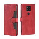 For Sharp Aquos Sense 4 Plus Skin Feel Straw Hat Magnetic Buckle Leather Phone Case(Red) - 1