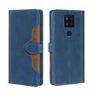 For Sharp Aquos Sense 4 Plus Skin Feel Straw Hat Magnetic Buckle Leather Phone Case(Blue) - 1