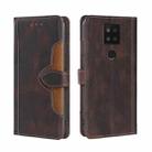 For Sharp Aquos Sense 4 Plus Skin Feel Straw Hat Magnetic Buckle Leather Phone Case(Brown) - 1