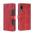 For Sharp Aquos Sense 3 Basic/Sense 3 Lite Skin Feel Straw Hat Magnetic Buckle Leather Phone Case(Red) - 1