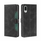 For Sharp Aquos Sense 3 Plus Skin Feel Straw Hat Magnetic Buckle Leather Phone Case(Black) - 1