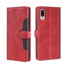 For Sharp Aquos Sense 3 Plus Skin Feel Straw Hat Magnetic Buckle Leather Phone Case(Red) - 1