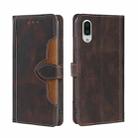 For Sharp Aquos Sense 3 Plus Skin Feel Straw Hat Magnetic Buckle Leather Phone Case(Brown) - 1