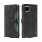 For Sharp Aquos Sense 4 4G/5G Skin Feel Straw Hat Magnetic Buckle Leather Phone Case(Black) - 1