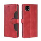 For Sharp Aquos Sense 4 4G/5G Skin Feel Straw Hat Magnetic Buckle Leather Phone Case(Red) - 1