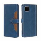 For Sharp Aquos Sense 4 4G/5G Skin Feel Straw Hat Magnetic Buckle Leather Phone Case(Blue) - 1