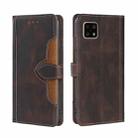 For Sharp Aquos Sense 4 4G/5G Skin Feel Straw Hat Magnetic Buckle Leather Phone Case(Brown) - 1