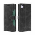 For Sharp Aquos Sense SH-01K SHV40 SH-M05 Skin Feel Straw Hat Magnetic Buckle Leather Phone Case(Black) - 1