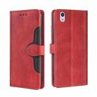 For Sharp Aquos Sense SH-01K SHV40 SH-M05 Skin Feel Straw Hat Magnetic Buckle Leather Phone Case(Red) - 1